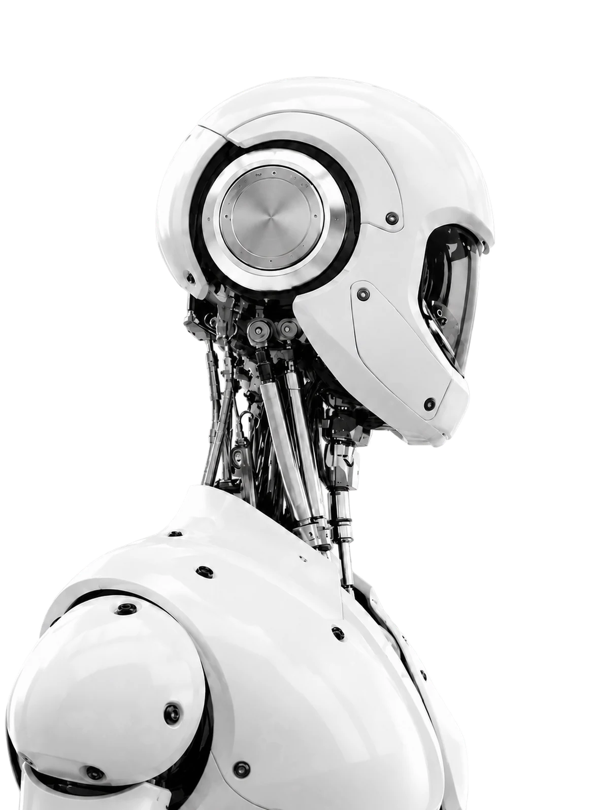RJV-09 humanoid robot in three-quarter profile